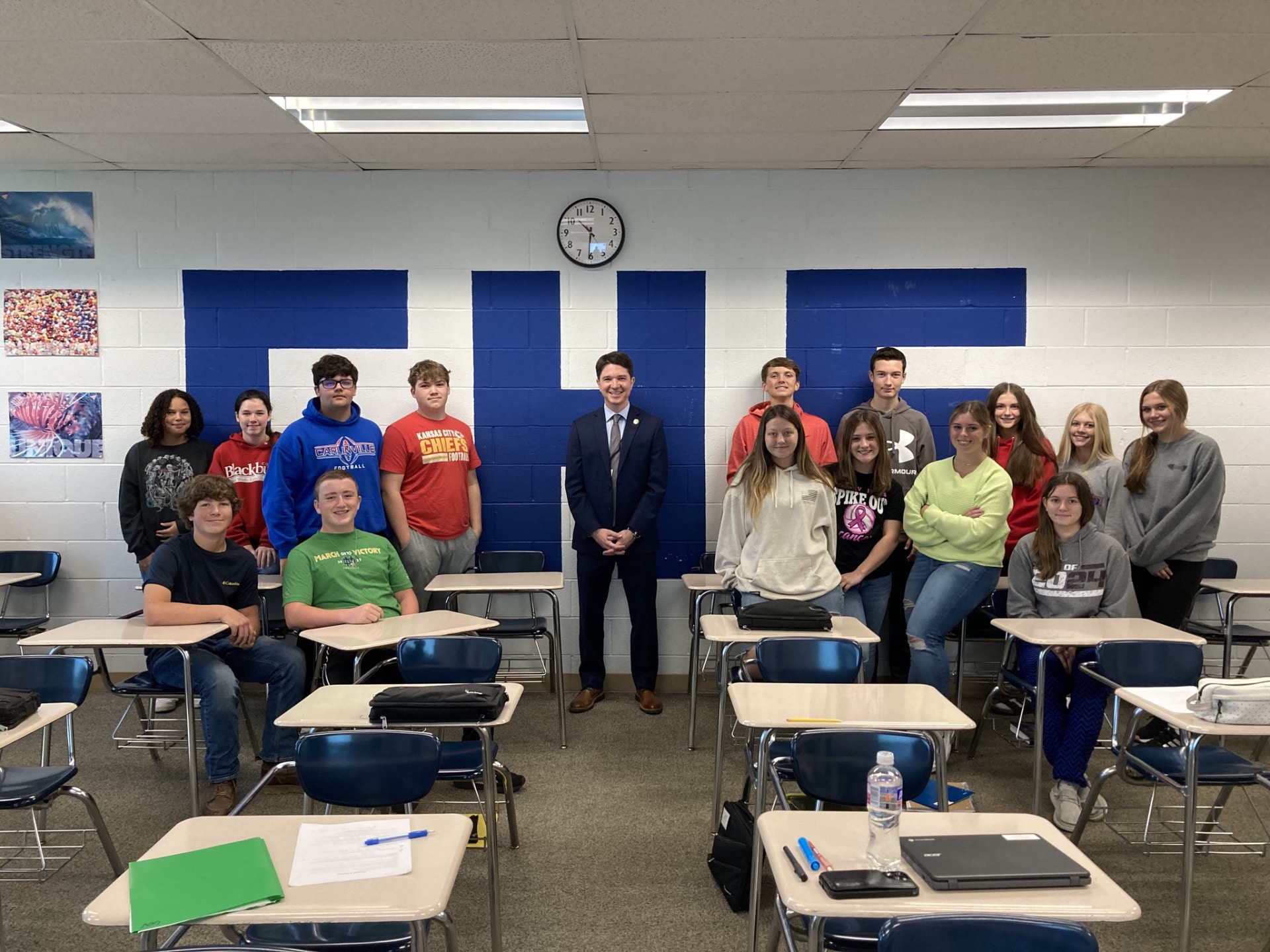 a group of people in a classroom